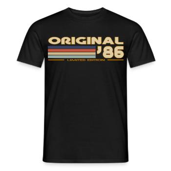 1986 - Männer T-Shirt - Schwarz - Vorne - AI Model Male 178 light (178cm)