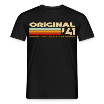 1941 - Men's T-Shirt - black - Front - AI Model Male 178 light (178cm)