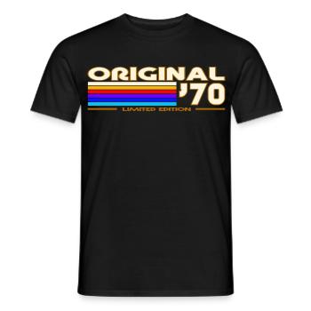 1970 - Men's T-Shirt - black - Front - AI Model Male 178 light (178cm)