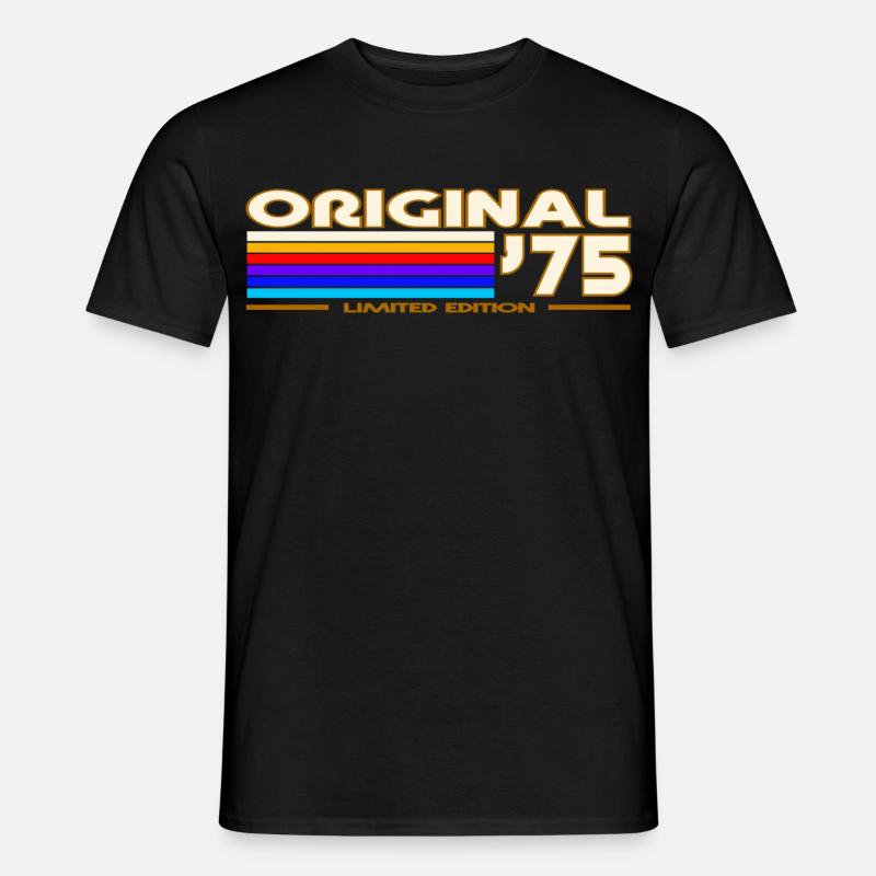 Originaler 75er Rainbow Retro - Männer T-Shirt - Schwarz