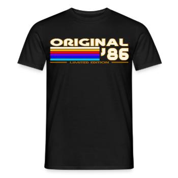 1986 - Männer T-Shirt - Schwarz - Vorne - AI Model Male 178 light (178cm)