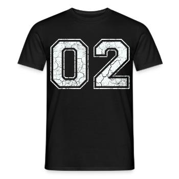 02 in weiß im Vintage-Look - Männer T-Shirt - Schwarz - Vorne - AI Model Male 178 light (178cm)