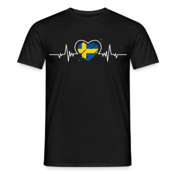 Suède Coeur Battement de Cœur Drapeau Cadeau - T-shirt homme - noir - Devant - AI Model Male 178 light (178cm)