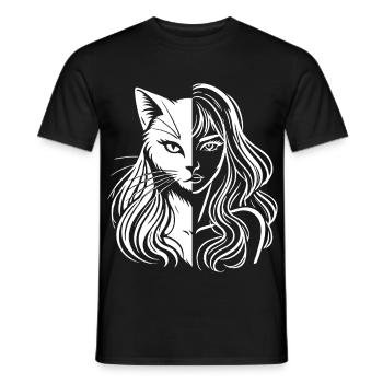 – Half Cat, Half Human, Very Secret - Men's T-Shirt - black - Front - AI Model Male 178 light (178cm)