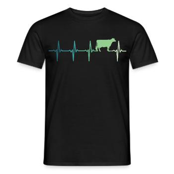 vache battement de coeur vaches agriculteur - T-shirt homme - noir - Devant - AI Model Male 178 light (178cm)