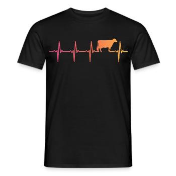 Kuh Sonnenuntergang Herzschlag Kuh Bauer - Männer T-Shirt - Schwarz - Vorne - AI Model Male 178 light (178cm)