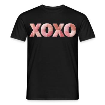 XOXO Patchwork Spruch Kuss Umarmung - Männer T-Shirt - Schwarz - Vorne - AI Model Male 178 light (178cm)