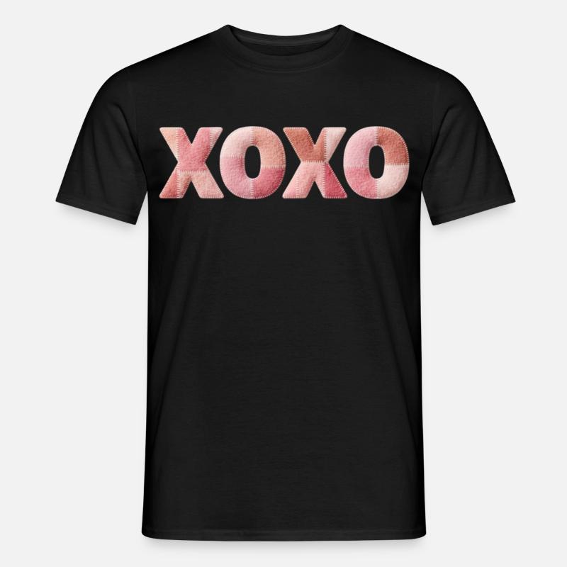 XOXO Patchwork Spruch Kuss Umarmung - Männer T-Shirt - Schwarz