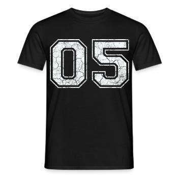 05 in white in the used look - Men's T-Shirt - black - Front - AI Model Male 178 light (178cm)