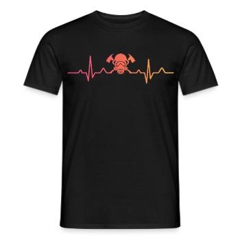 Firefighter Sunset Heartbeat Firefighter - Men's T-Shirt - black - Front - AI Model Male 178 light (178cm)