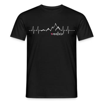 Love Nature Mountains Heart Rate ECG - Graphic Design - Men's T-Shirt - black - Front - AI Model Male 178 light (178cm)