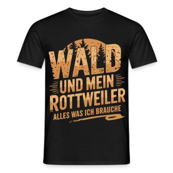 Wald und mein Rottweiler - Männer T-Shirt - Schwarz - Vorne - AI Model Male 178 light (178cm)