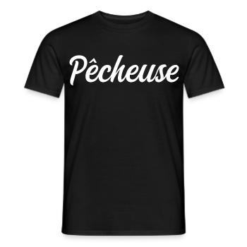 Pêcheuse Passionnée Pêche Eau Canne Poisson - T-shirt homme - noir - Devant - AI Model Male 178 light (178cm)