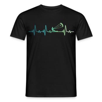 Kitesurfing Heartbeat Kiteboard Surf - Men's T-Shirt - black - Front - AI Model Male 178 light (178cm)