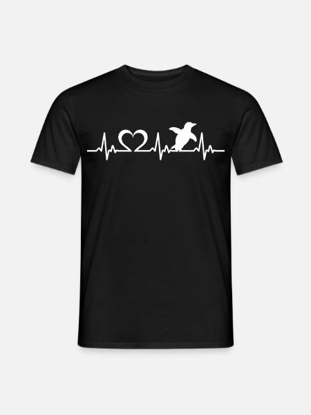 Pinguin Herzschlag - Männer T-Shirt - Schwarz