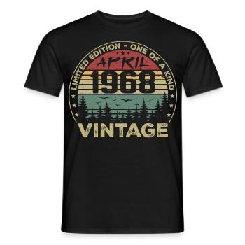 Cadeau Vintage Avril 1968 Anniversaire - T-shirt homme - noir - Devant - AI Model Male 178 light (178cm)