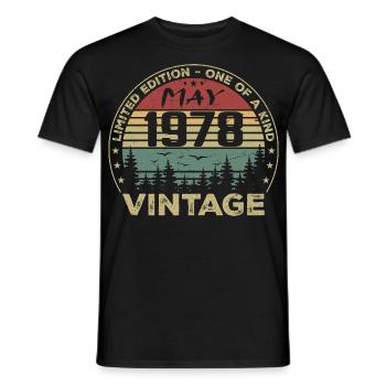 Mai 1978 mai 1978, Vintage May 1978 may 1978 - T-shirt homme - noir - Devant - AI Model Male 178 light (178cm)