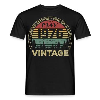 May 1976 May 1976, Vintage May 1976 May 1976 - Men's T-Shirt - black - Front - AI Model Male 178 light (178cm)