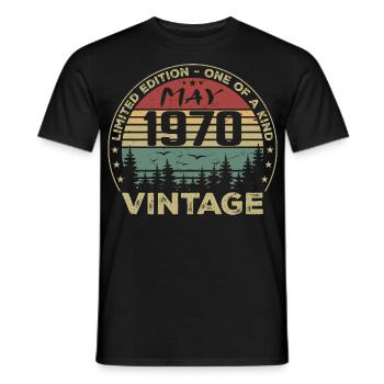 Mai 1970 mai 1970, Vintage May 1970 may 1970 - T-shirt homme - noir - Devant - AI Model Male 178 light (178cm)