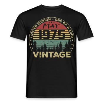 May 1975 May 1975, Vintage May 1975 May 1975 - Men's T-Shirt - black - Front - AI Model Male 178 light (178cm)