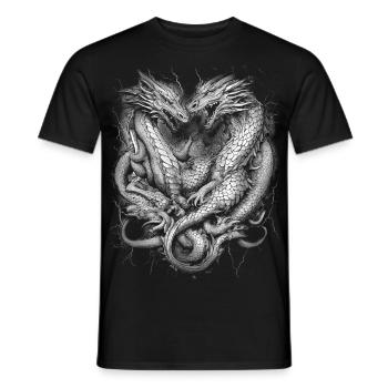 TRIBAL DRAGON GOTHIC TATTOO TATTOO METALL - Männer T-Shirt - Schwarz - Vorne - AI Model Male 178 light (178cm)