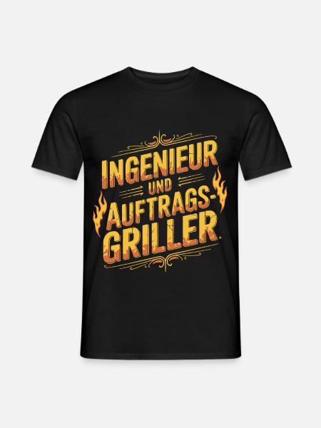 Ingenieur und Auftragsgriller - Männer T-Shirt - Schwarz
