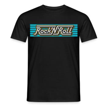 Rock 'N' Roll Retro Typography Logo - Men's T-Shirt - black - Front - AI Model Male 178 light (178cm)