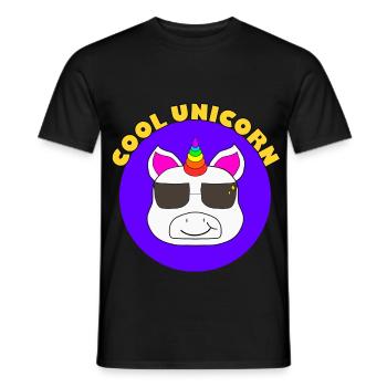 Licorne cool avec des lunettes de soleil - T-shirt homme - noir - Devant - AI Model Male 178 light (178cm)