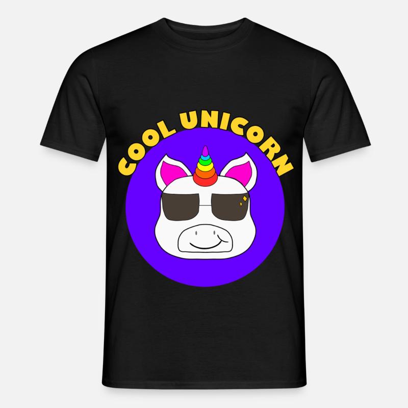 cooles Einhorn mit Sonnenbrille - Männer T-Shirt - Schwarz