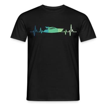 bateau à moteur battement de coeur yacht capitaine - T-shirt homme - noir - Devant - AI Model Male 178 light (178cm)