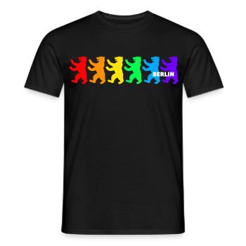 Berlin Bears / Couleurs arc-en-ciel - T-shirt homme - noir - Devant - AI Model Male 178 light (178cm)