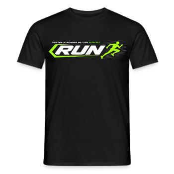 Logo Course Néon RUN Sprint - T-shirt homme - noir - Devant - AI Model Male 178 light (178cm)