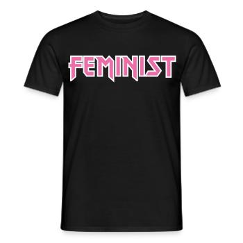Feministisch (Heavy-Metal-Stil) - Männer T-Shirt - Schwarz - Vorne - AI Model Male 178 light (178cm)