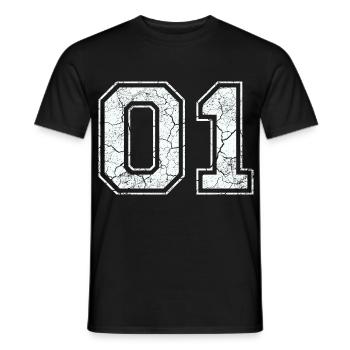 01 dans blanc in Used Look - T-shirt homme - noir - Devant - AI Model Male 178 light (178cm)