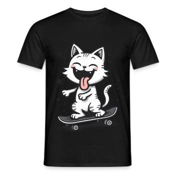 Skateur Skateur Chat Skateboard Patinage - T-shirt homme - noir - Devant - AI Model Male 178 light (178cm)