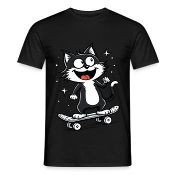 Skateur Skateur Chat Skateboard Patinage - T-shirt homme - noir - Devant - AI Model Male 178 light (178cm)
