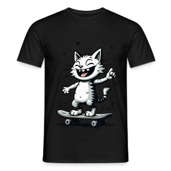 Skateboarder Skater Cat Skateboard Skating - Men's T-Shirt - black - Front - AI Model Male 178 light (178cm)