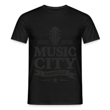 Music City Nashville Guitar Tennessee - Men's T-Shirt - black - Front - AI Model Male 178 light (178cm)