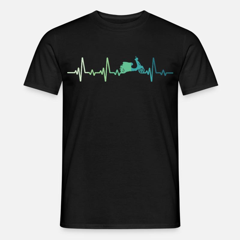 Scooter-Herzschlag-Mopedroller - Männer T-Shirt - Schwarz