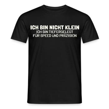 Nicht klein tiefergelegt Lustiger Spruch Tuning - Männer T-Shirt - Schwarz - Vorne - AI Model Male 178 light (178cm)