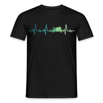 motorcycle biker heartbeat motorcycle - Men's T-Shirt - black - Front - AI Model Male 178 light (178cm)