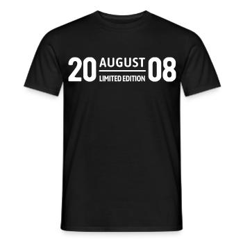 Édition limitée cadeau d’anniversaire d’août 2008 - T-shirt homme - noir - Devant - AI Model Male 178 light (178cm)