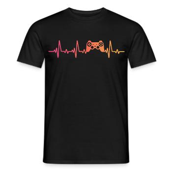 Konsolencontroller Sunset Heartbeat Gamer - Männer T-Shirt - Schwarz - Vorne - AI Model Male 178 light (178cm)