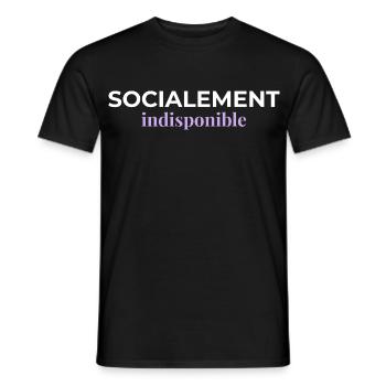 Socialement Indisponible — Introverti - T-shirt homme - noir - Devant - AI Model Male 178 light (178cm)