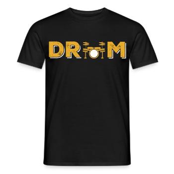 Drum Typography with Drumkit Icon - Men's T-Shirt - black - Front - AI Model Male 178 light (178cm)