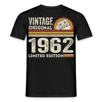 Vintage 1962 Cassette 1962 - 63rd Anniversary 1962 - Men's T-Shirt - black - Front - AI Model Male 178 light (178cm)