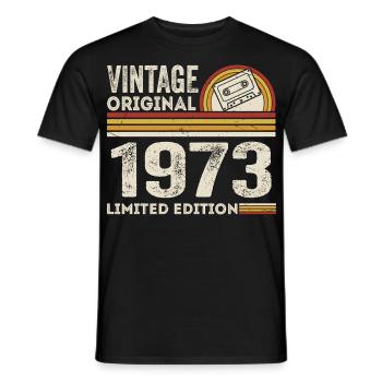 Vintage 1973 Cassette Tape 1973 - 52nd Anniversary 1973 - Men's T-Shirt - black - Front - AI Model Male 178 light (178cm)