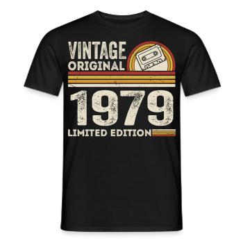 Vintage 1979 Cassette 1979 - 46th Anniversary 1979 - Men's T-Shirt - black - Front - AI Model Male 178 light (178cm)