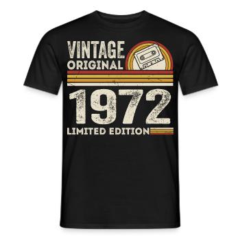 Vintage 1972 Cassette Tape 1972 - 53rd Anniversary 1972 - Men's T-Shirt - black - Front - AI Model Male 178 light (178cm)