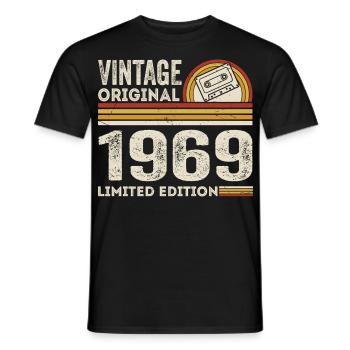 Vintage 1969 Cassette 1969 - 56th Anniversary 1969 - Men's T-Shirt - black - Front - AI Model Male 178 light (178cm)
